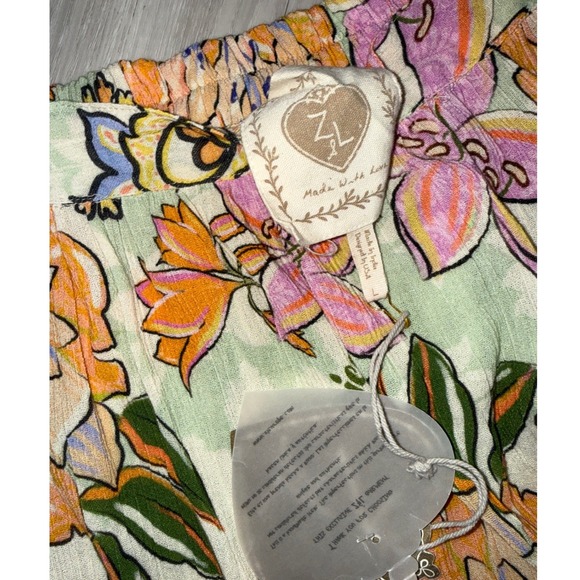 Z&L Europe Women Tropical Floral Crochet Lace Tiered Maxi Skirt Green Orange L - Picture 2 of 6